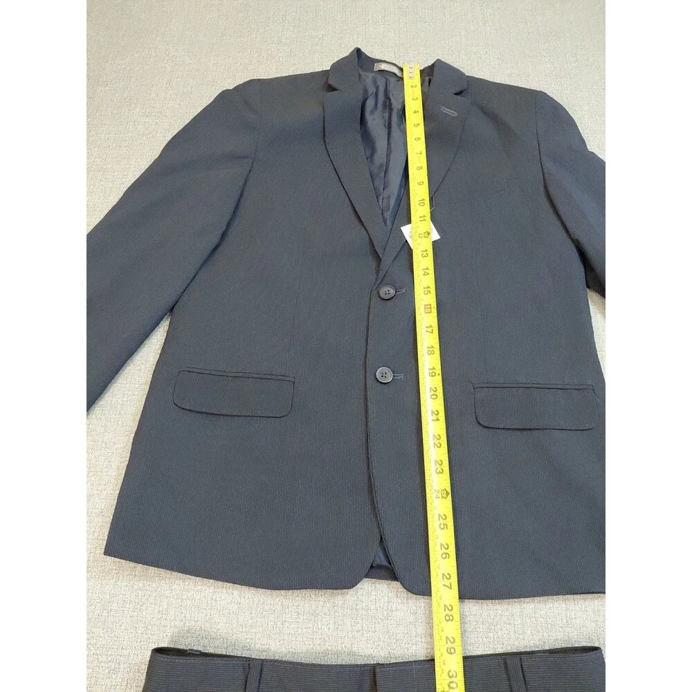 Van Heusen Boys Navy Blue Two Piece Suit Jacket Blazer Pants Size 16 H Husky